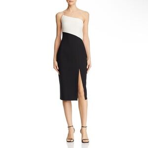 Likely Cassidy two-tone one shoulder midi